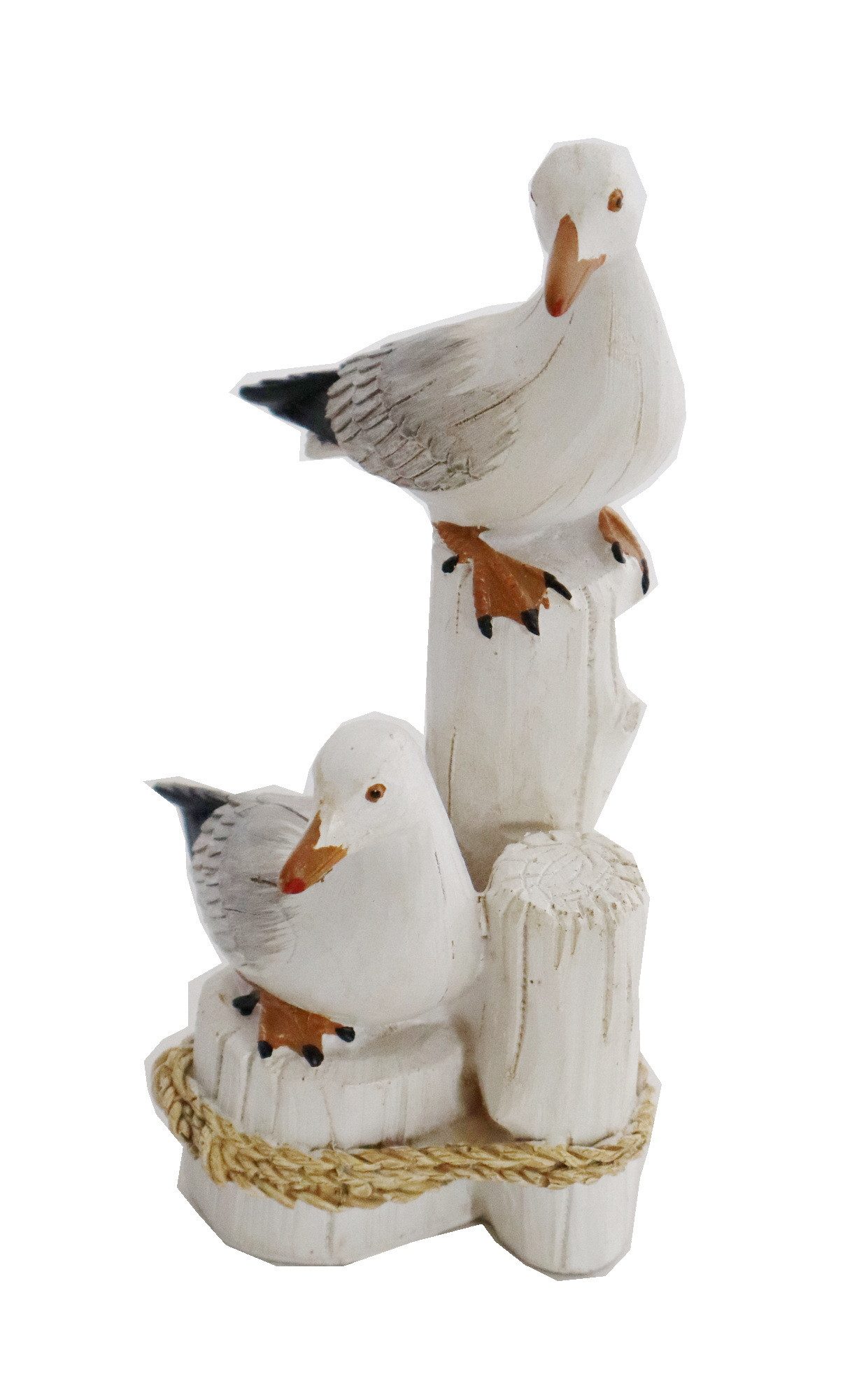 dekotrend.gallery Tierfigur 2 Möwen auf Poller Deko Vogel Lachmöwe Möwe Figur Tier Skulptur Objekt, Maritim Dekofigur Dekoskulptur Dekoobjekt aus Polyresin (Kunststein)