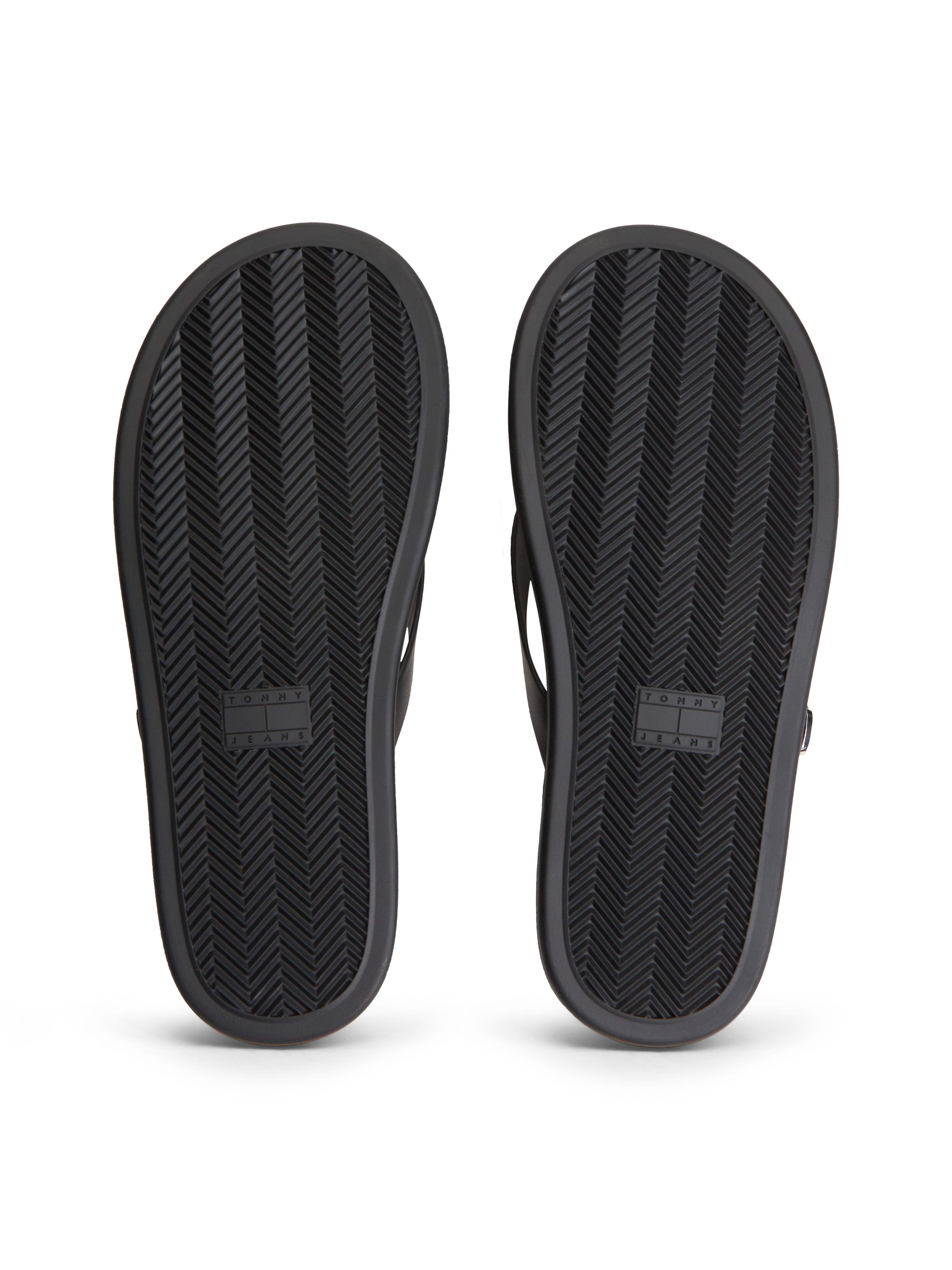 Tommy Jeans TJW FLAT LEATHER SANDALS Zehentrenner Dianette, Strandschuh, Schlupfschuh mit verstellbarer Schnalle