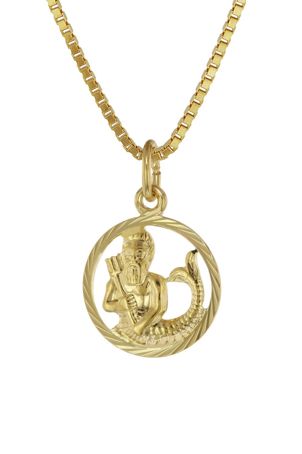 Kette mit Anhänger Sternzeichen Wassermann 333 Gold + plattierte