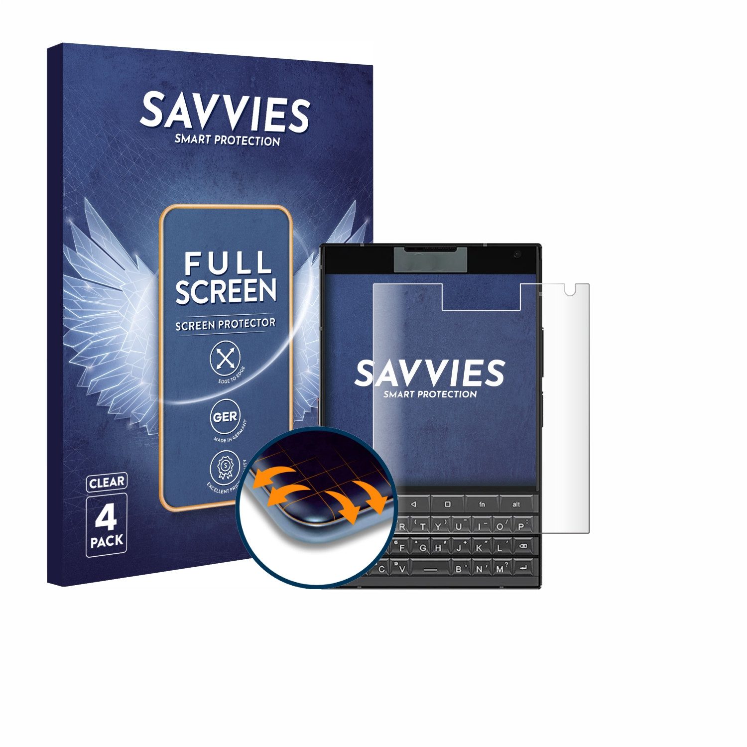 Savvies Displayschutzfolie Fullscreen Schutzfolie für Unihertz Titan 2, 4 Stück, Displayschutz Folie Fullcover Klar Transparent
