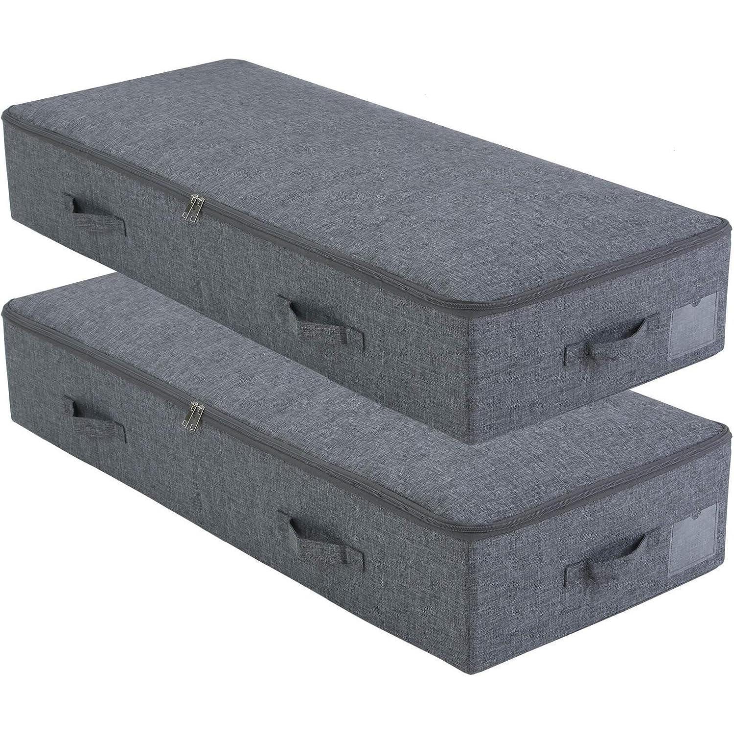 LuxusKollektion Unterbettkommode Unterbett Aufbewahrungsboxen Bettdecken 100*43*18cm Schwarzgrau 2pcs