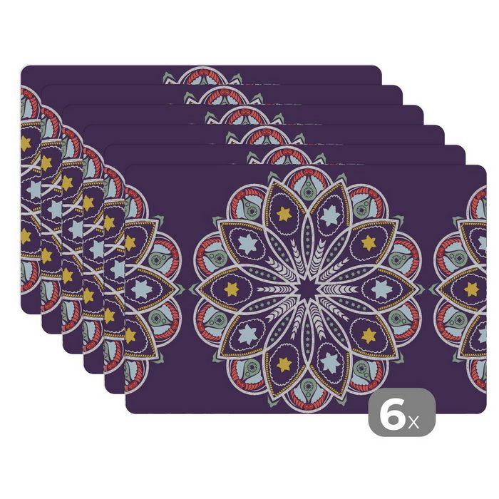 Platzset Mandala - Stern - Entwurf MuchoWow (6-St) Platzset Platzdecken Platzmatte Tischmatten Schmutzabweisend