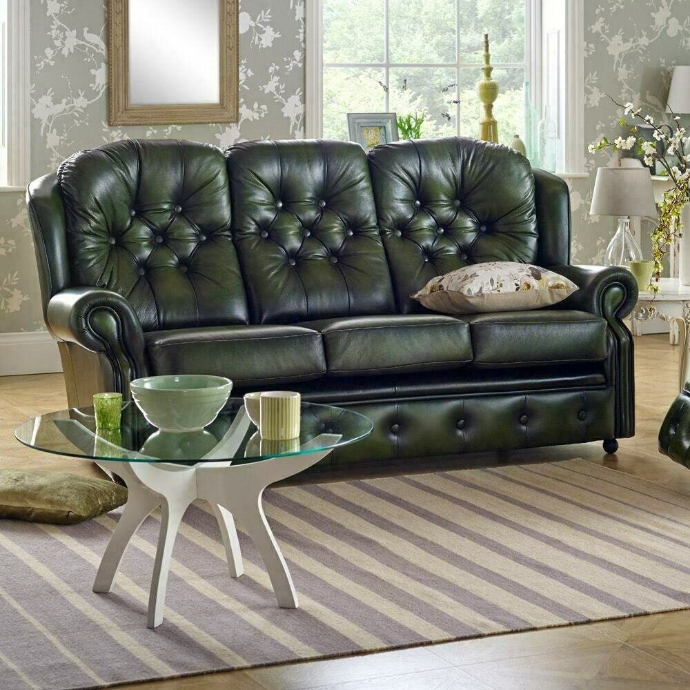 Chesterfield Chesterfield-Sofa, Sofa 3 Leder Sitz Rückenlehne Polster JVmoebel Sitzer Couch Hohe