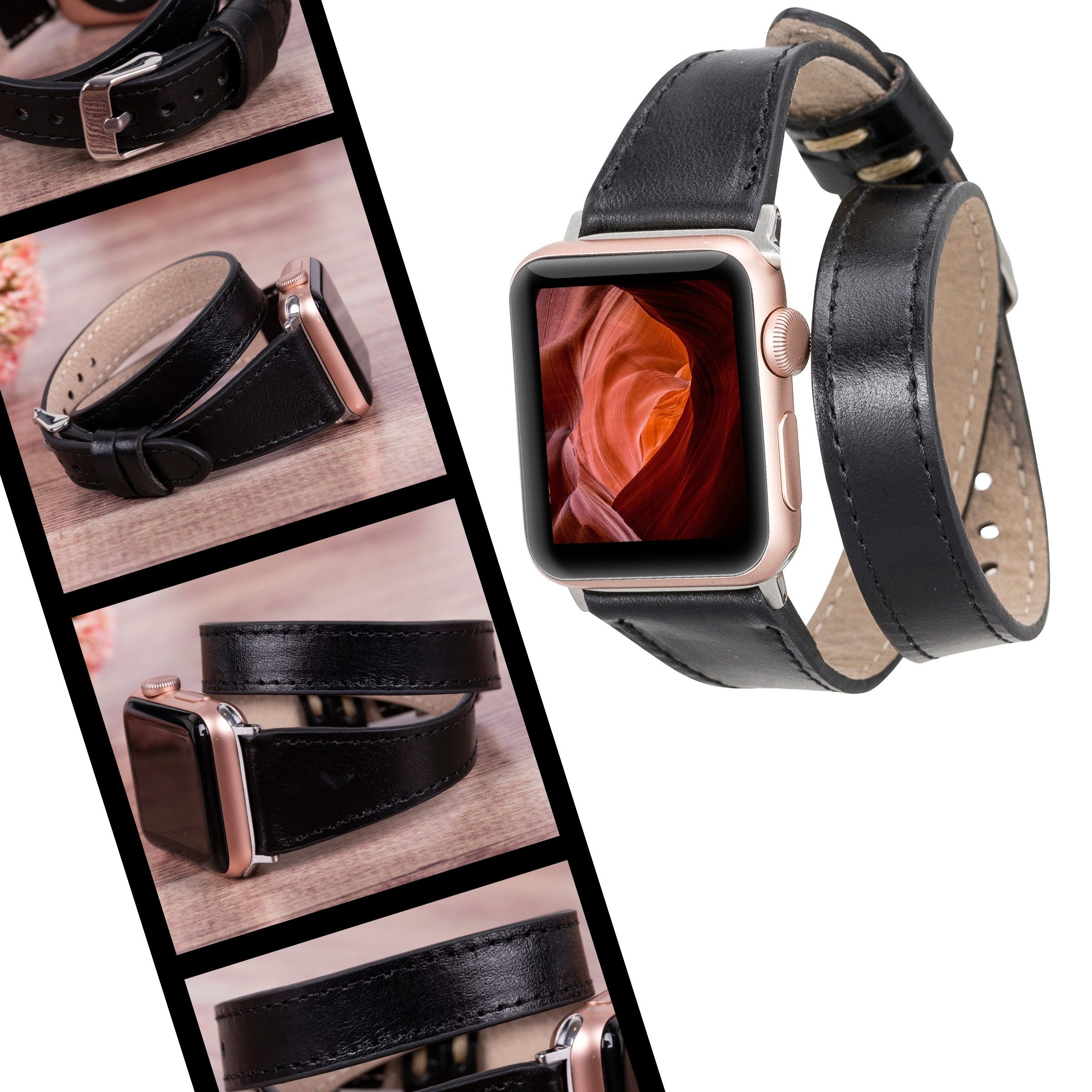 Renna Leather Smartwatch-Armband Apple Watch Band für Series 11/10 / Ultra/9/SE/8-1 Echtleder Armband