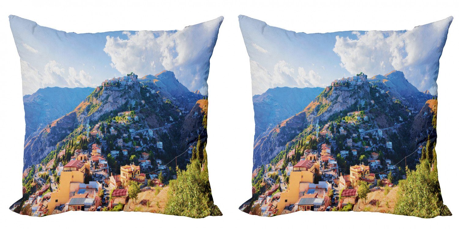 Kissenbezüge Modern Accent Doppelseitiger Digitaldruck, Stadt Abakuhaus Häuser Hill (2 Stück), auf Sizilien europäischen