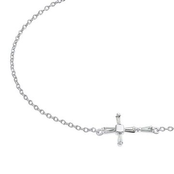 s.Oliver Silberarmband für Damen, 925 Sterling Silber, Glas, Kreuz (Armband, 1-tlg)