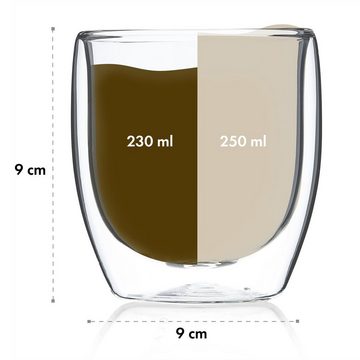 Klarstein Thermoglas Glaswerk Altino doppelwandige Thermogläser 250 ml, Glas