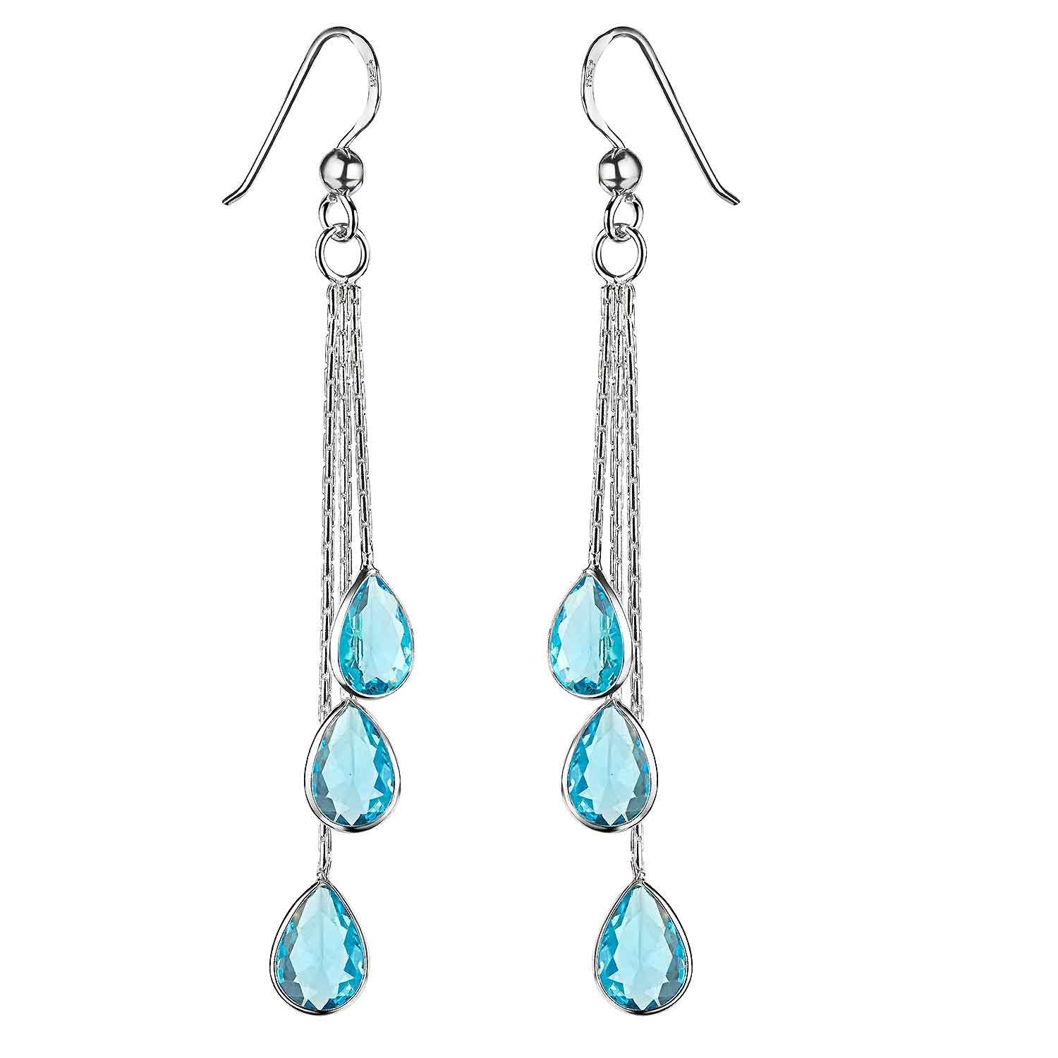 Materia Paar Ohrhänger Damen Tropfen Ohrhänger Zirkonia Hellblau SO-277, 92 günstig online kaufen