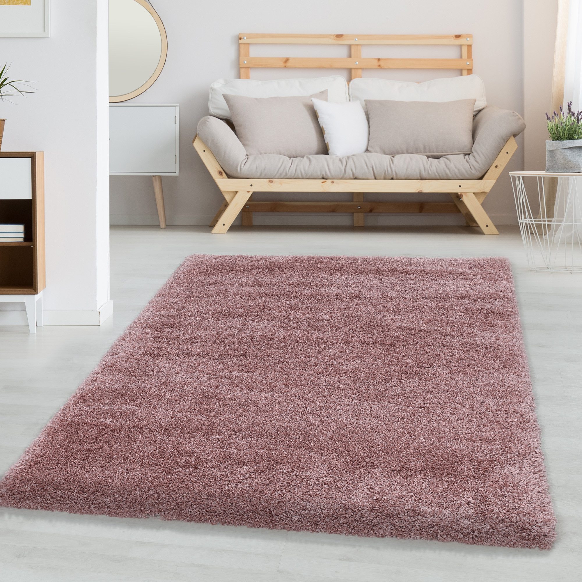 Hochflor-Teppich Unicolor - Einfarbig, Carpettex, Läufer, Höhe: 30 mm, Teppich Wohnzimmer Einfarbig Shaggy verschidene farben und größen