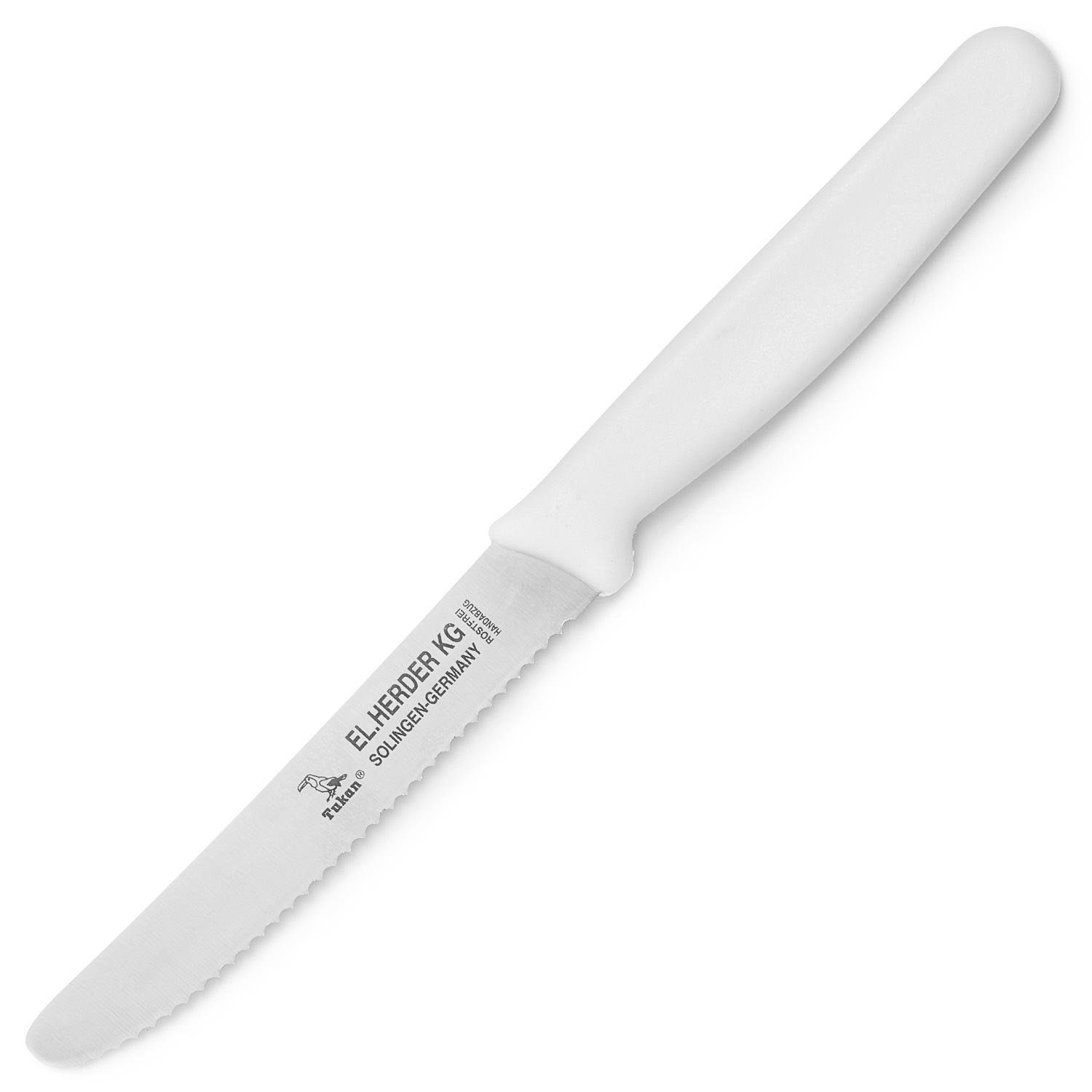 Landshop24 Brötchenmesser Brotmesser Tomatenmesser Tafelmesser 4er Set weiß, Edelstahl (Spezialstahl 1.4116) konisch geschliffen
