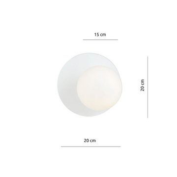 Licht-Erlebnisse Wandleuchte HELGA, ohne Leuchtmittel, Glas Metall rund D: 20 cm Weiß E14 Kugel Schirm Modern