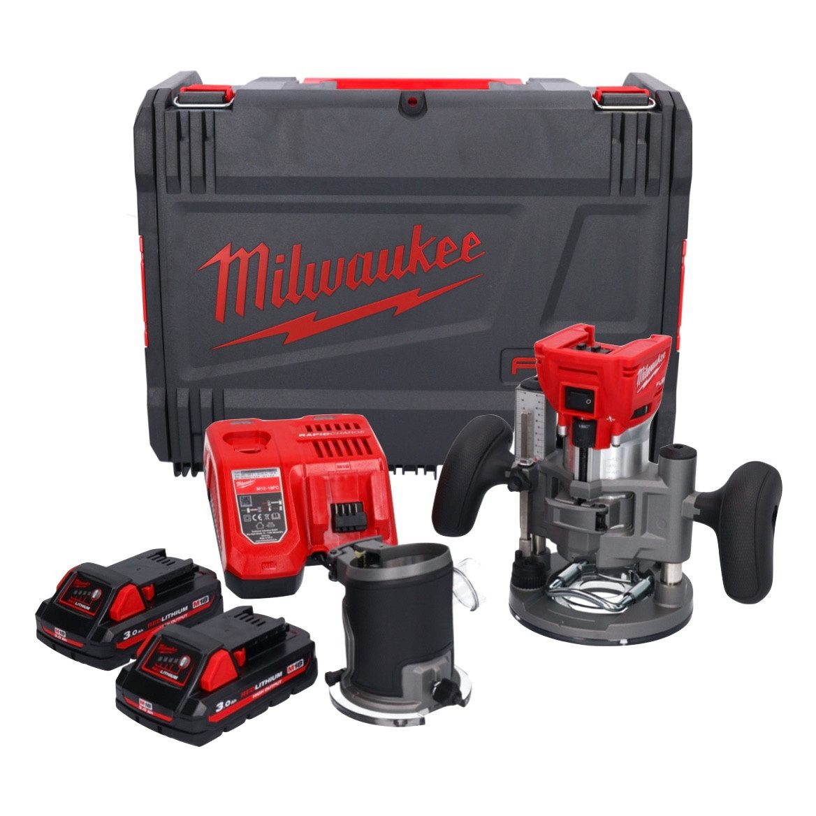 Milwaukee Oberfräse M18 FTR-302X Akku Fräse 18 V Brushless + 2x Akku 3,0 Ah + Ladegerät