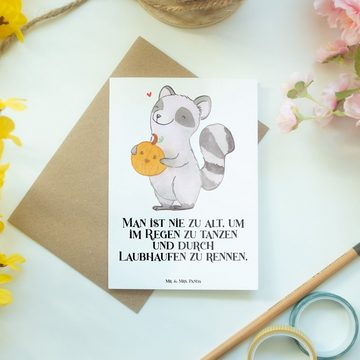 Mr. & Mrs. Panda Grußkarte Waschbär Kürbis - Weiß - Geschenk, Hochzeitskarte, Süßes sonst gibt's, Hochglänzende Veredelung