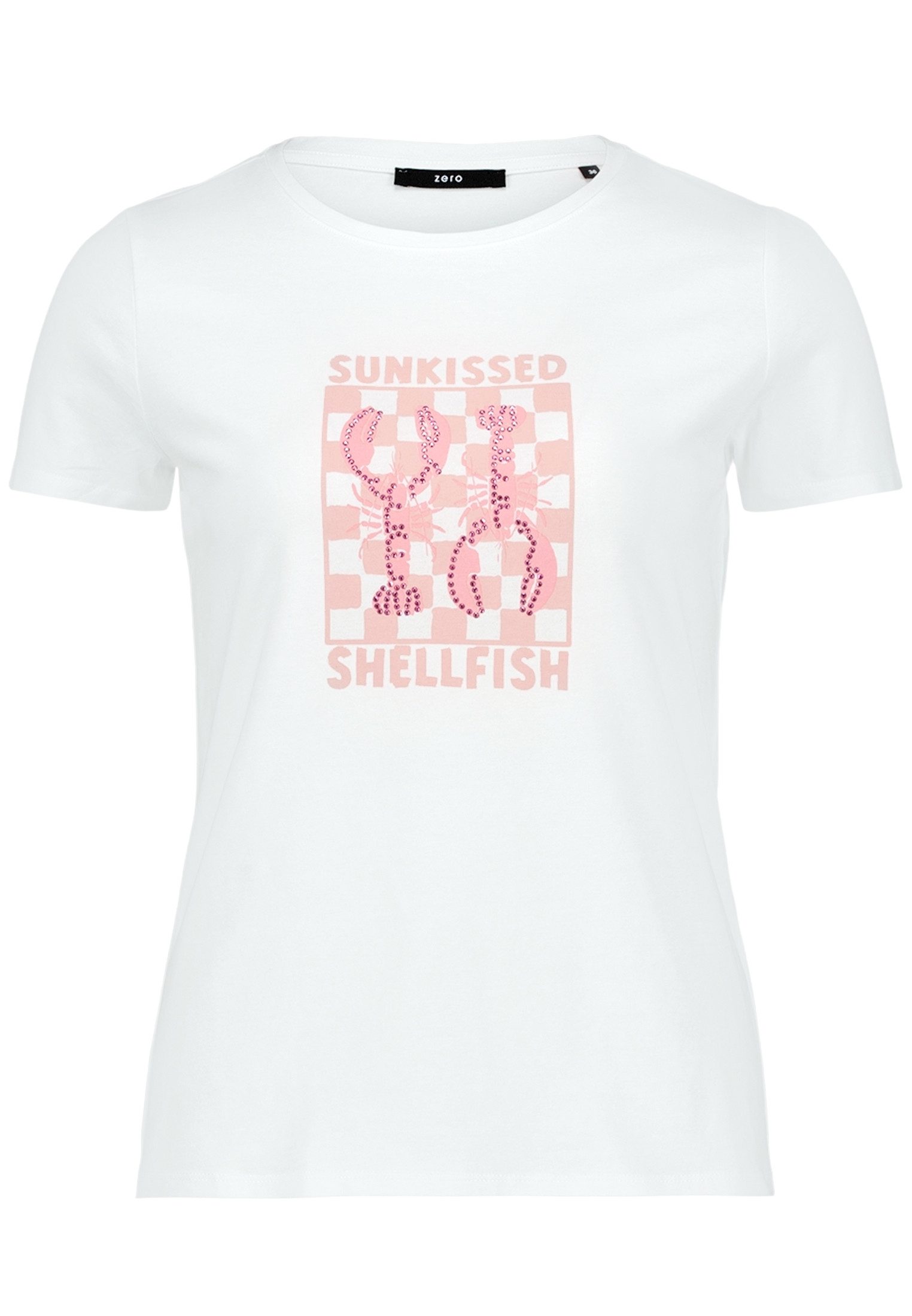 Zero Kurzarmshirt Damen mit Aufdruck (1-tlg) Glitzer.