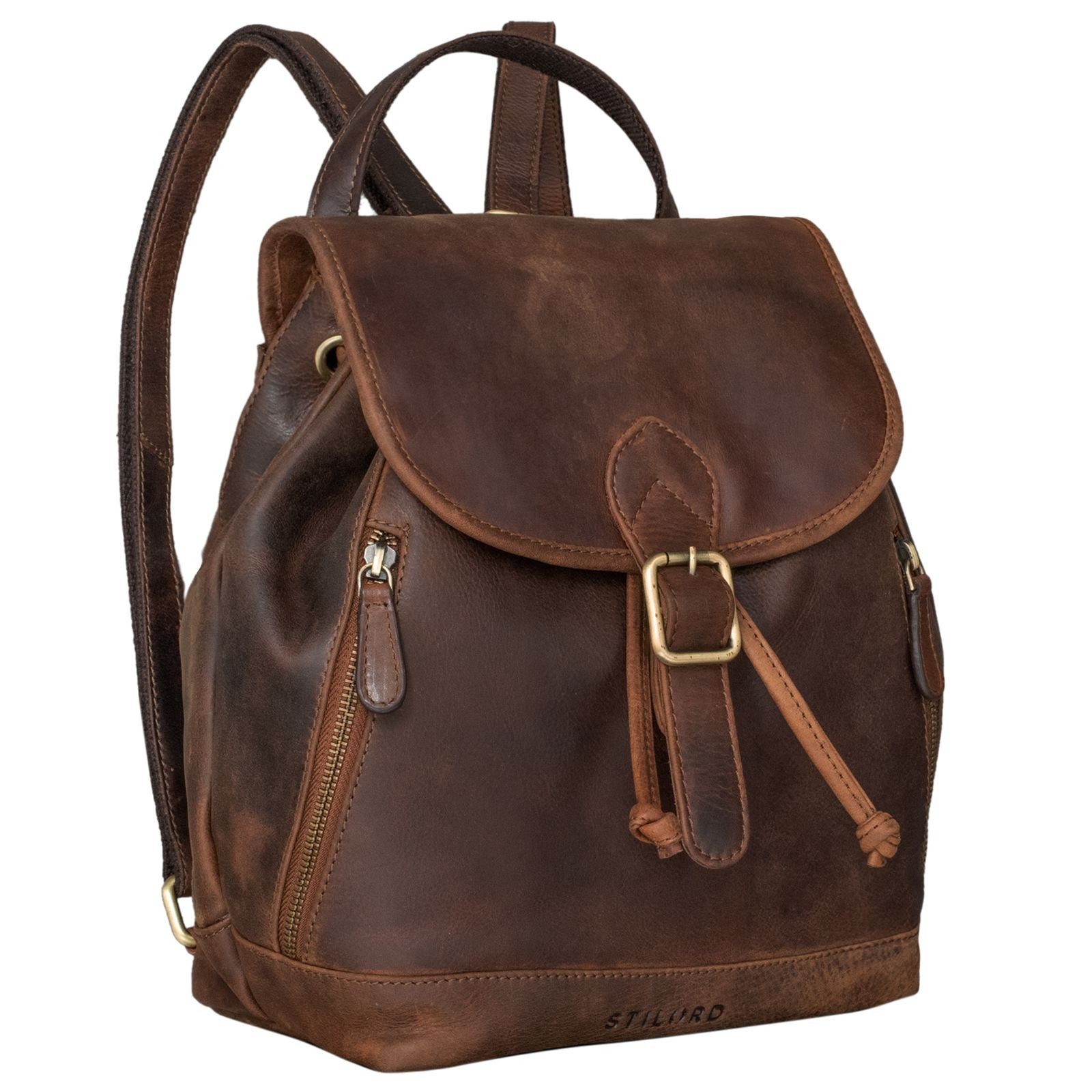 STILORD Cityrucksack "Allison" Rucksack Damen Modern Leder kansas - braun