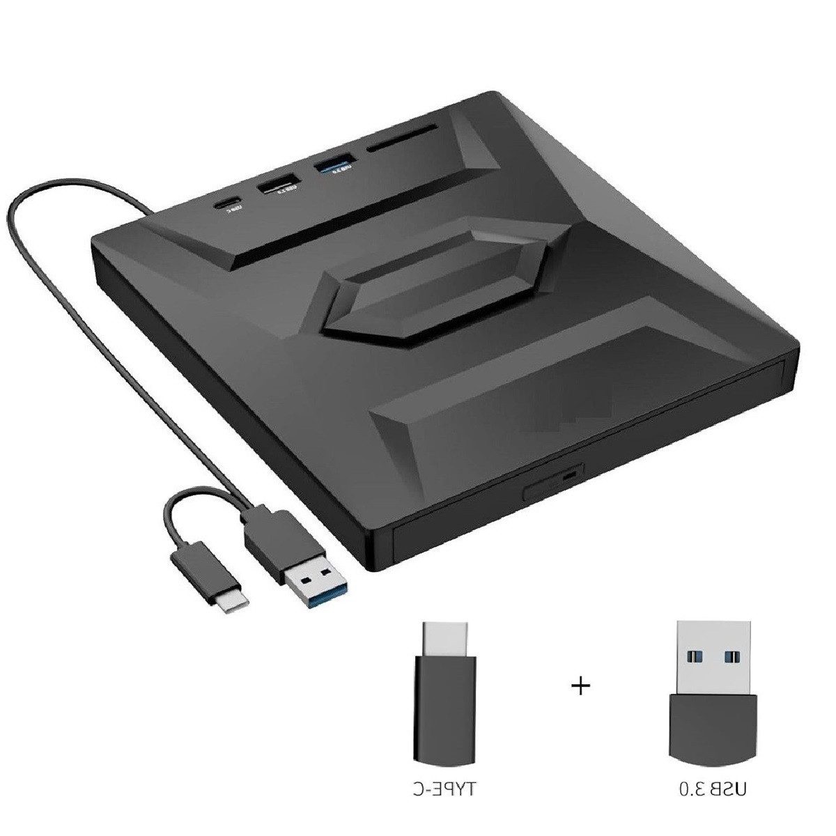 Brenner DVD Laufwerk, USB 3.0, Typ-C, SD/TF Kartenleser Anschlüsse Portabler DVD-Player