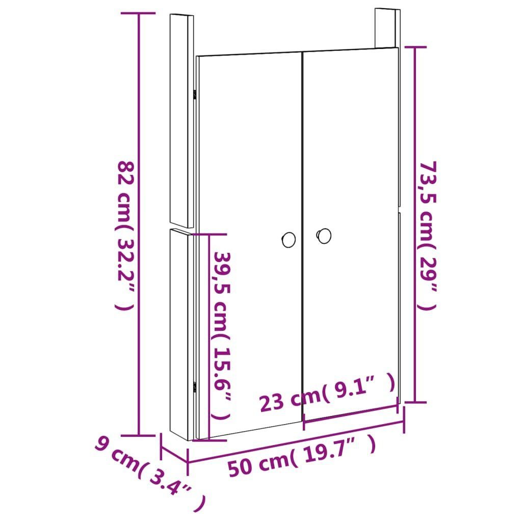 cm für Schranktür 50x9x82 (1 vidaXL St) Kiefer Massivholz Schwarz Outdoor-Küche Türen