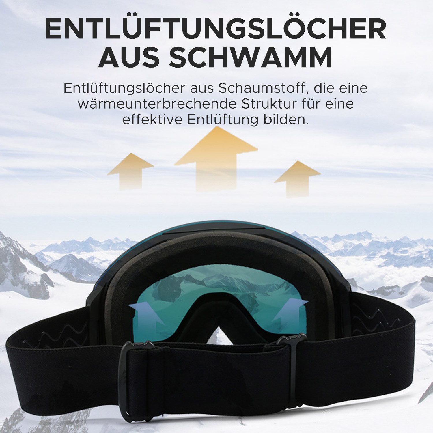 Refttenw Skibrille Unisex Skibrille UV-Schutz Schneebrille mit Anti-Fog-Beschichtung, Doppelscheibe Skibrille für brillenträger