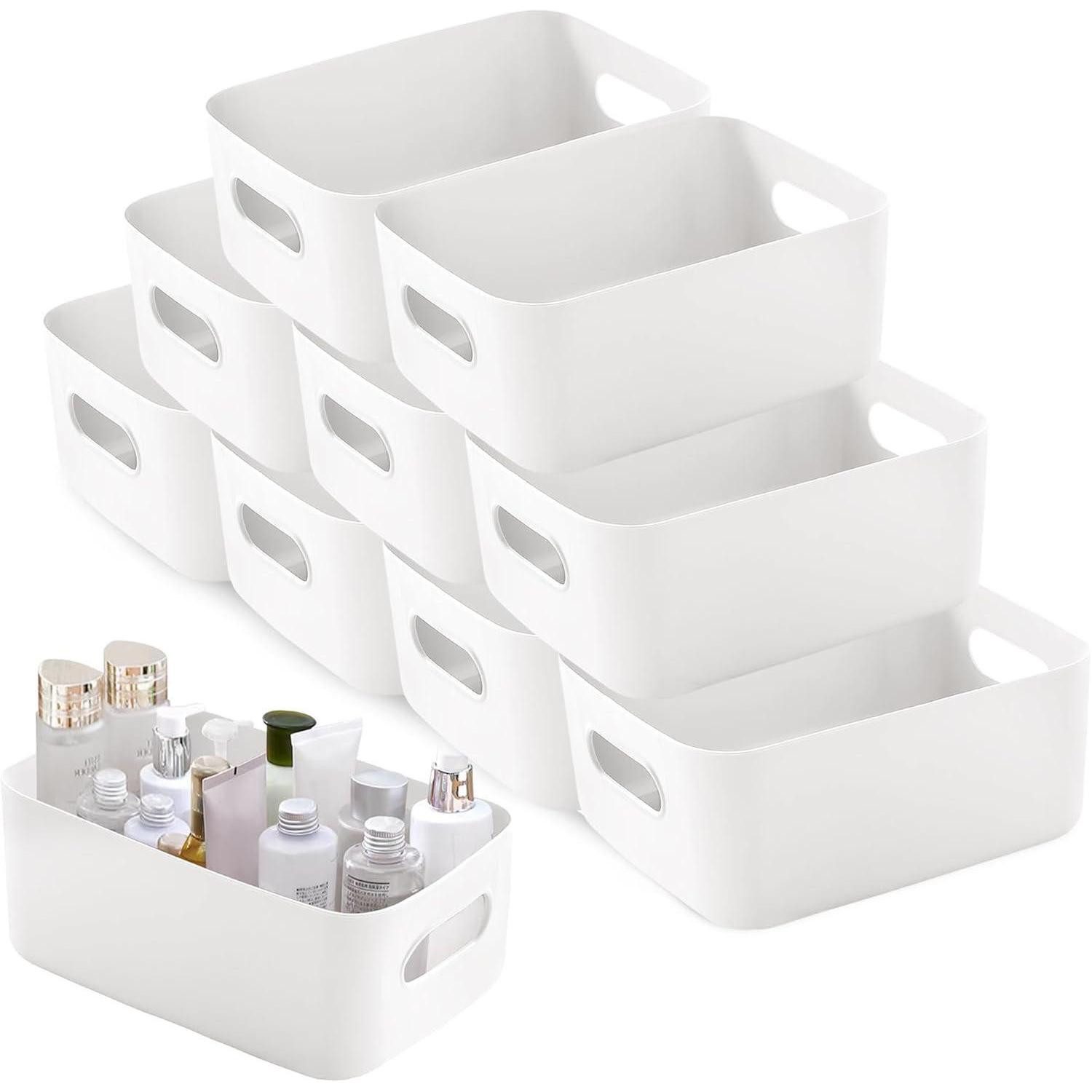 LuxusKollektion Aufbewahrungsbox Aufbewahrungsboxen Kunststoff 10er 30x20x12cm weiß Griff Weiß-30cm