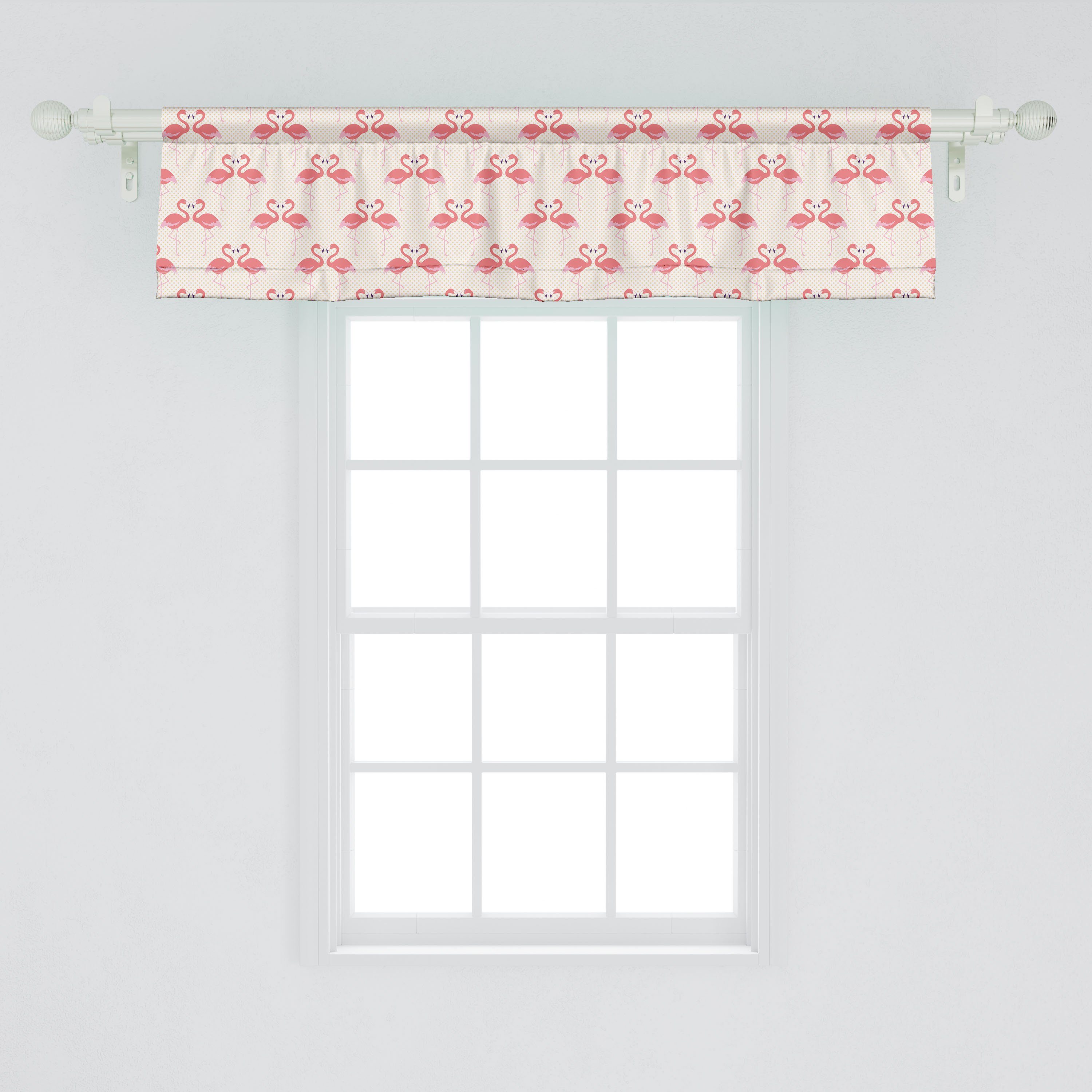 Scheibengardine Vorhang Schlafzimmer Volant Retro Dekor für Dots Stangentasche, Küche Tropic Microfaser, mit Vogel Abakuhaus, Flamingo