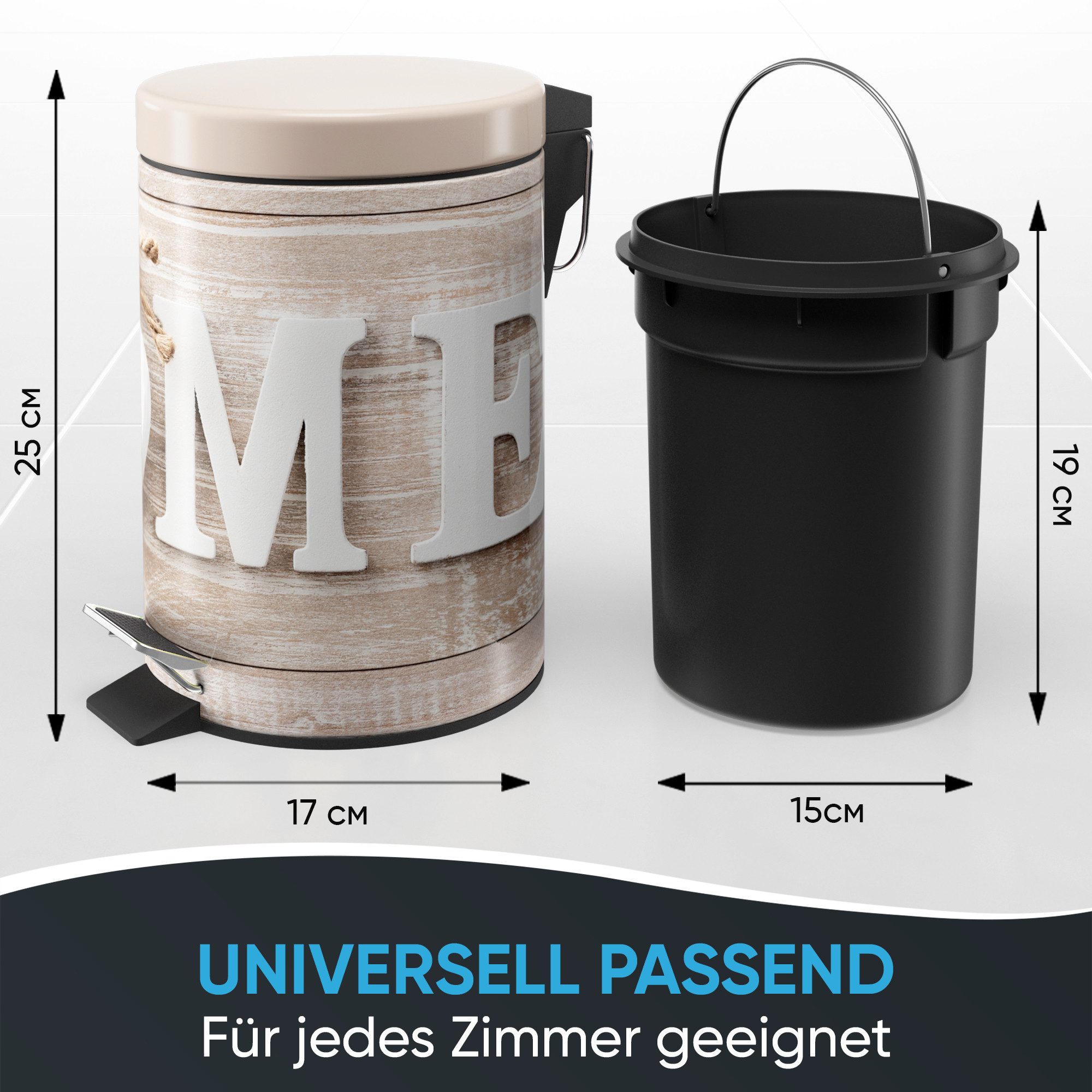 Sanilo Kosmetikeimer mit Motiv, viele schöne Bad Mülleimer zur Auswahl, 3 Liter, Abfalleimer mit Absenkautomatik & Innenbehälter