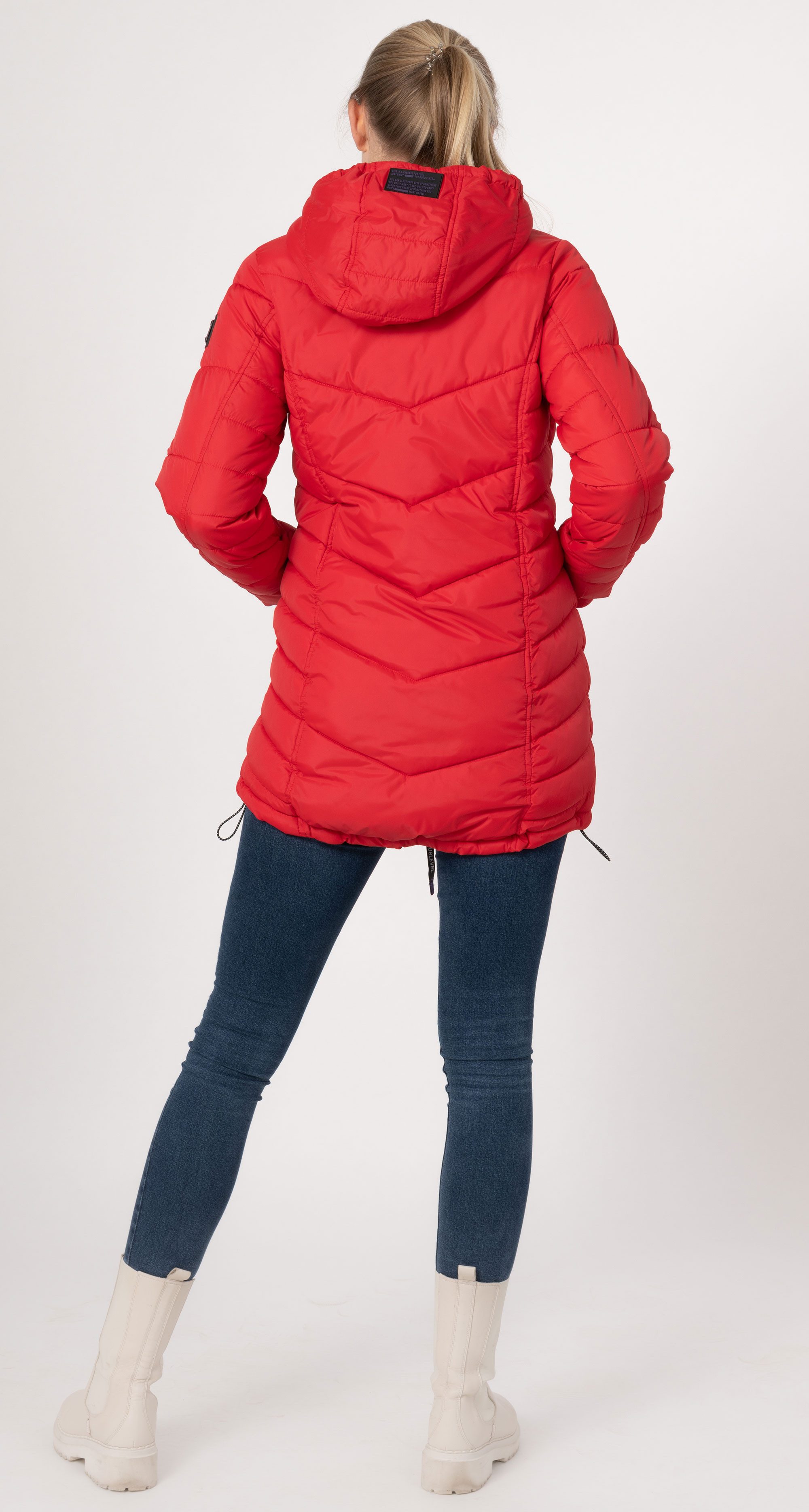 SUBLEVEL Steppjacke Damen Mantel mit Kapuze lange Winter Jacke Parka Stehkragen, Kapuze, flauschig, kuschelig, warm, Outdoor, Mantel