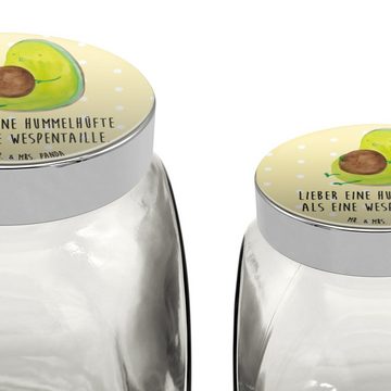 Mr. & Mrs. Panda Vorratsglas L 870ml Avocado Pfeifen - Gelb Pastell - Geschenk, Gesund, Abnehmen, Premium Glas, (1-tlg), Vielseitig einsetzbar