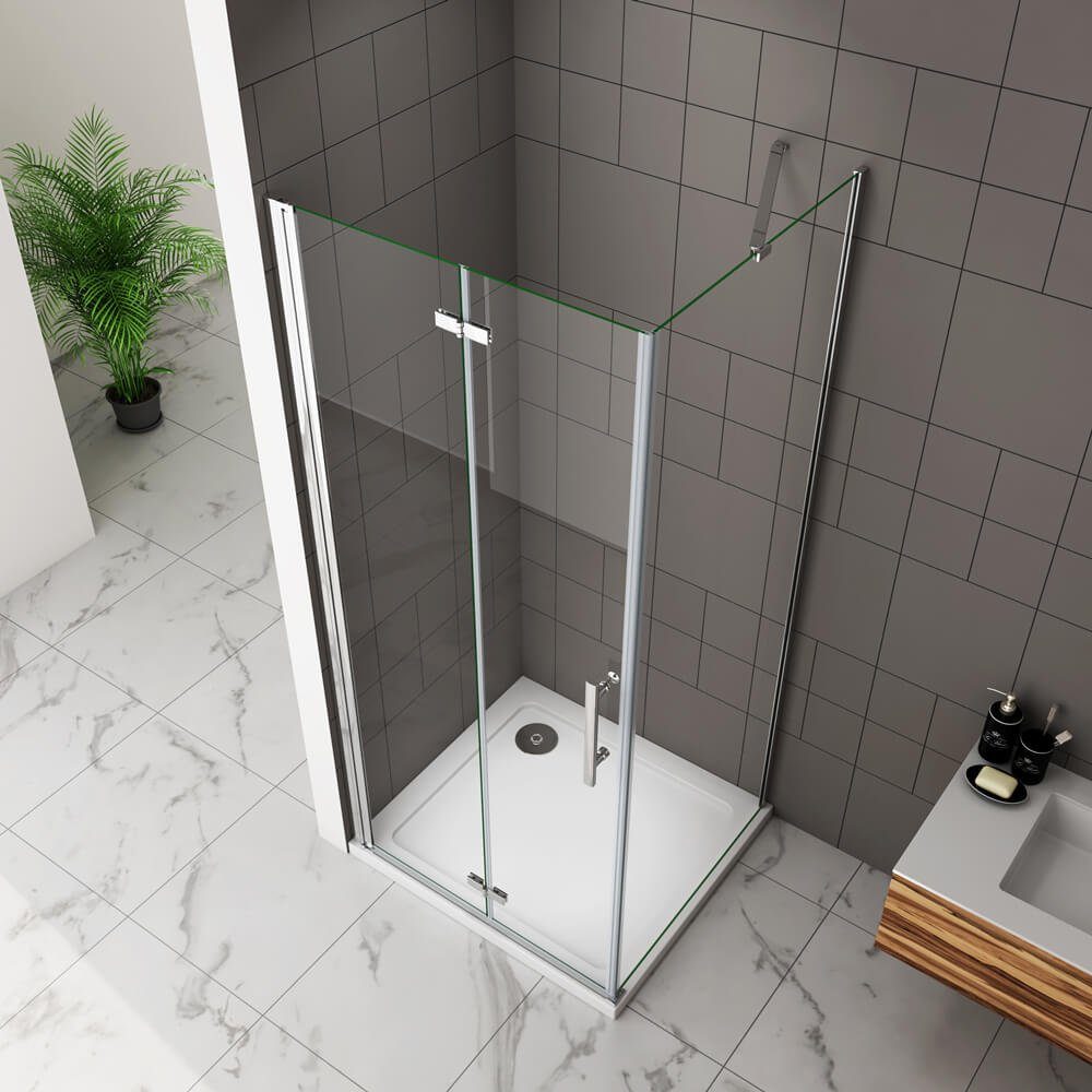duschspa Eckdusche Nano Glas ESG Falttür mit Seitenwand Duschtür Scharniertür Duschkabine, BxT: 70x76 cm, Einscheibensicherheitsglas, Sicherheitsglas, Set, eben – Bild 5 von 5