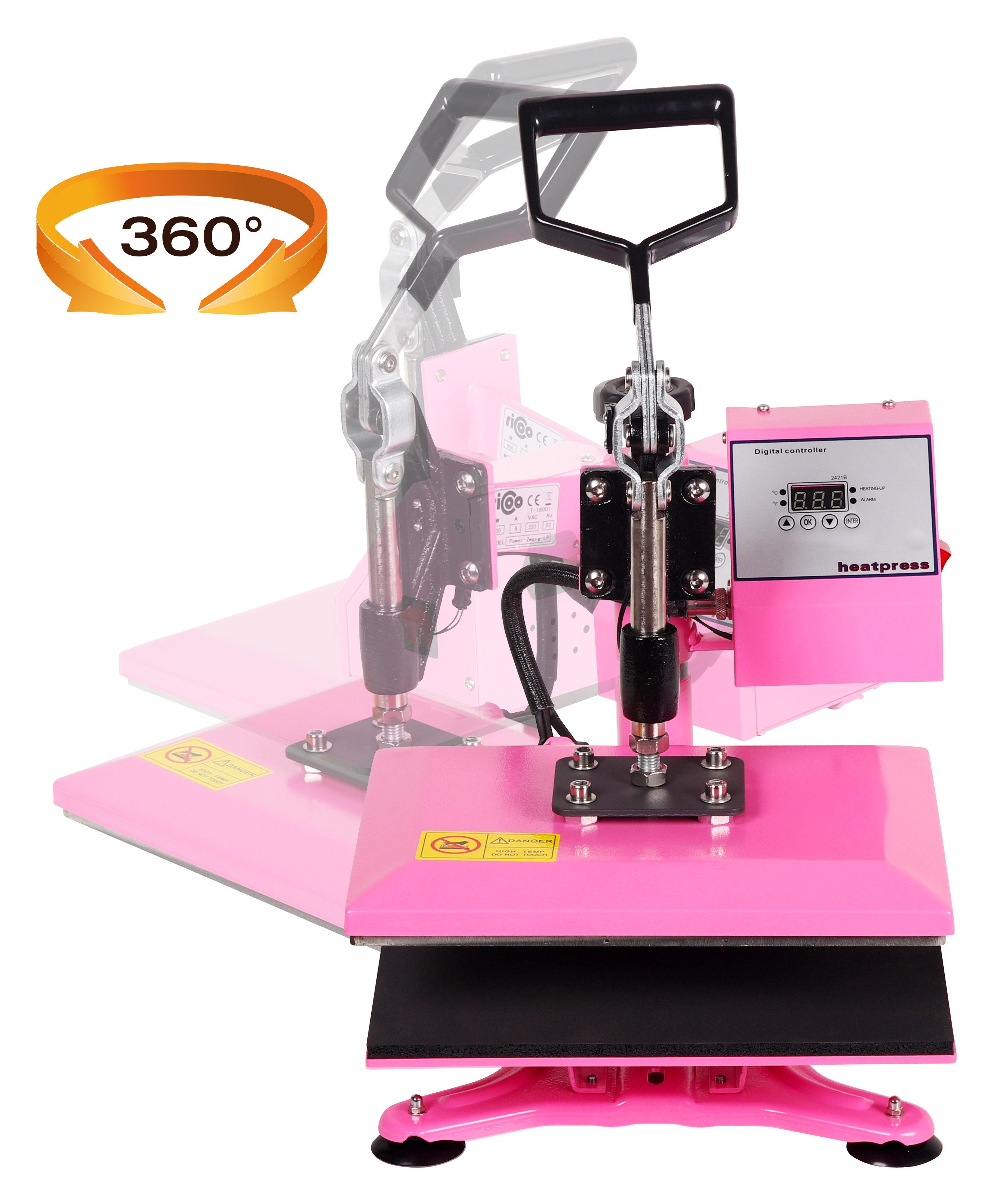 RICOO Bügelmaschine Transferpresse T Shirt Druckmaschine Textilpresse RICOO POWER-ZWERG-LP, Rosa / Pink Heißpresse Textildruck Shirt Druck Hitzetransfer
