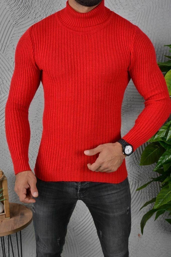 Herren Rollkragen Pullover Pulli Langarm Strick Sweatshirt Warm Slim Fit Sweater 