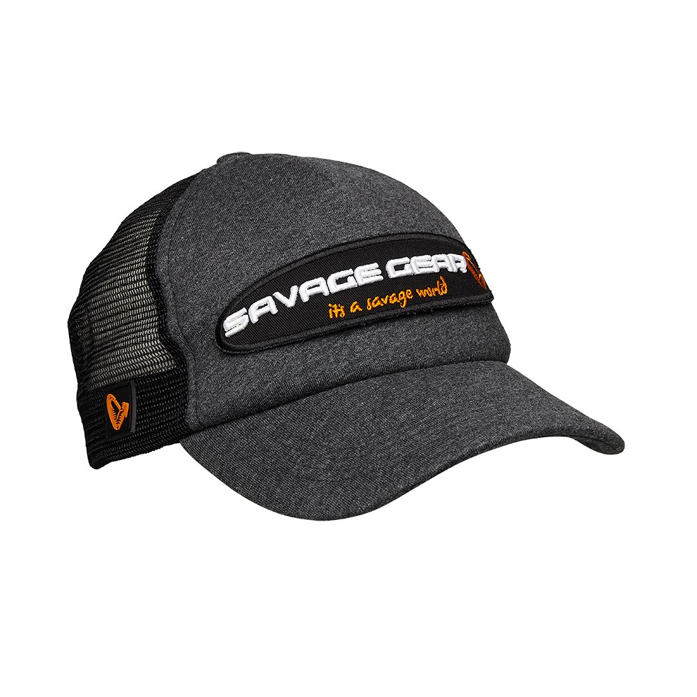 Cap Anglerkappe Melange Mütze 3D-Logo Cap Attitude Onesize Grey gesticktes Trucker auffälliges Trucker Savage Cap Gear