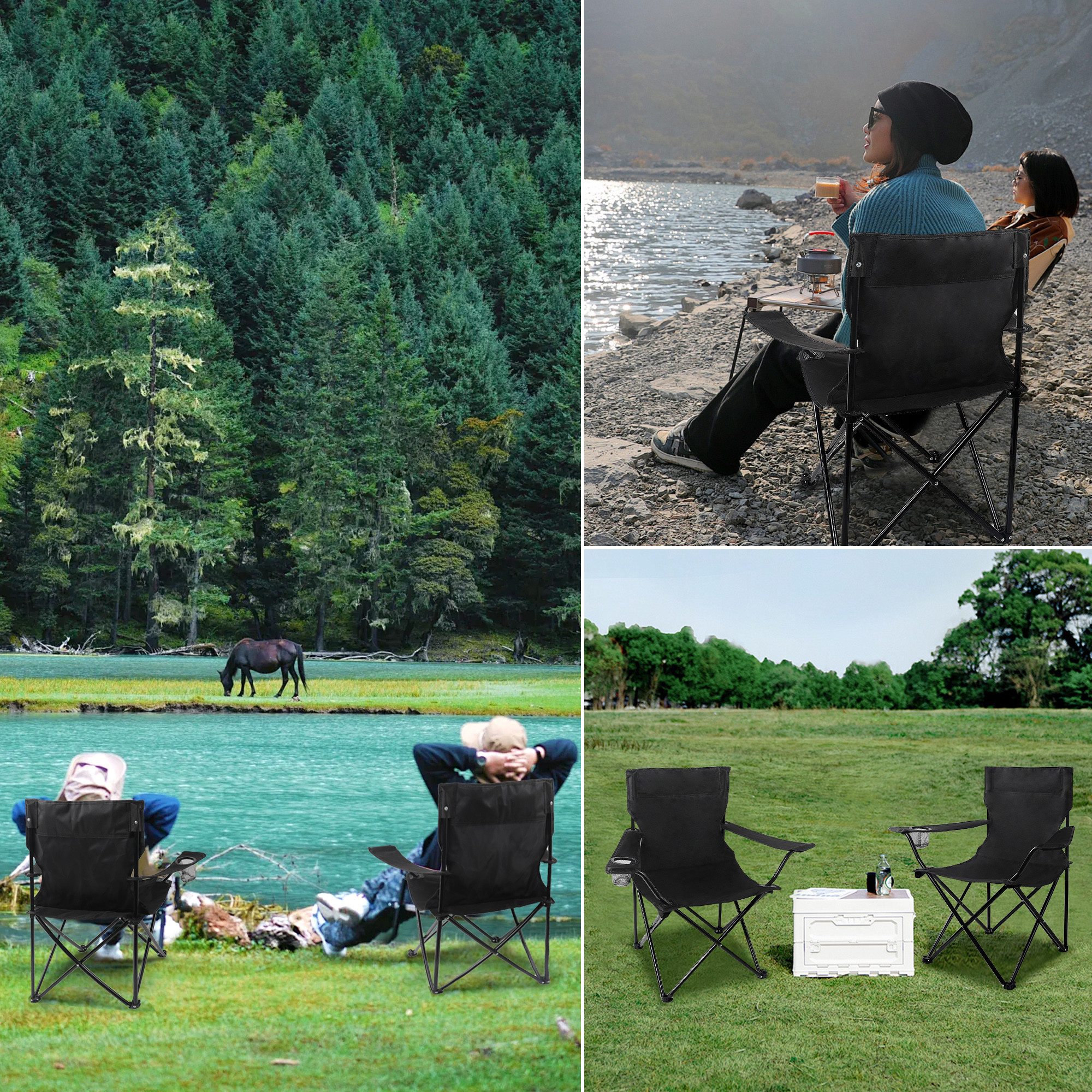 CALIYO Klappstuhl Campingstuhl Anglerstuhl mit Getränkehalter & Tragetasche günstig online kaufen