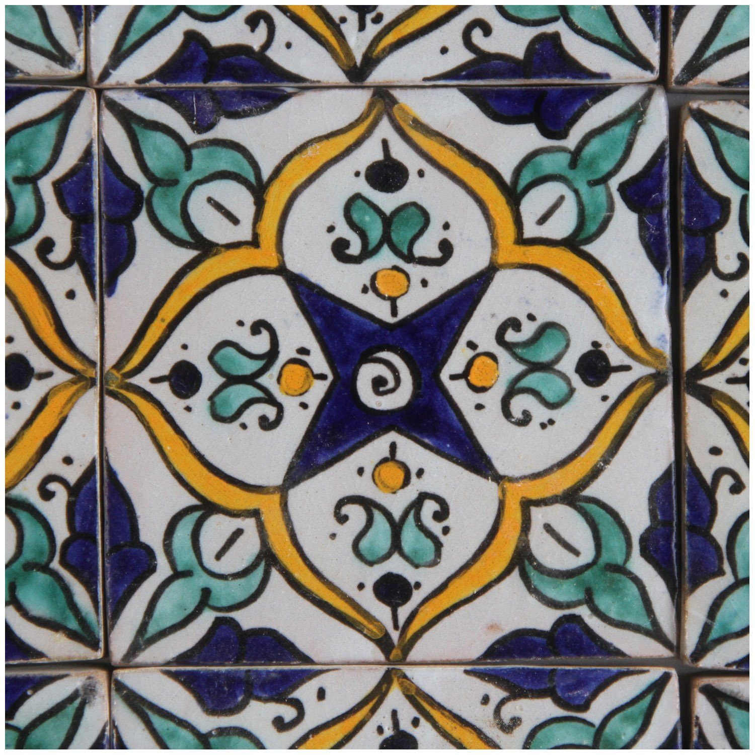 Casa Moro Wandfliese Orientalische Fliese Asya I Handbemalte Fliese aus Marokko, HBF8010, Ton, bunt, Kunsthandwerk aus Marokko