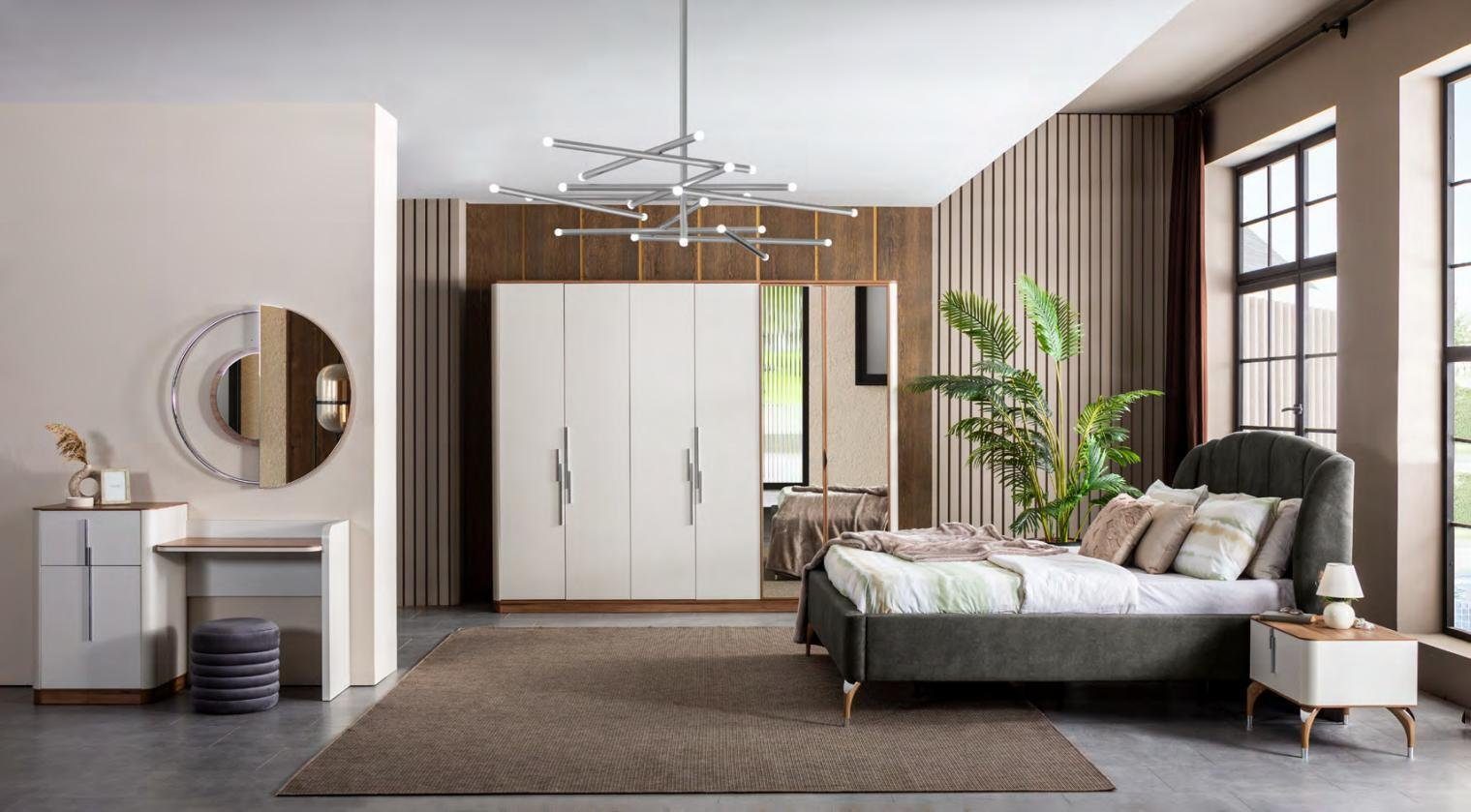 Made Design Europe Luxus Bettrahmen Bett Bett (Bett), Doppelbetten Grau In Modern JVmoebel Bettgestell