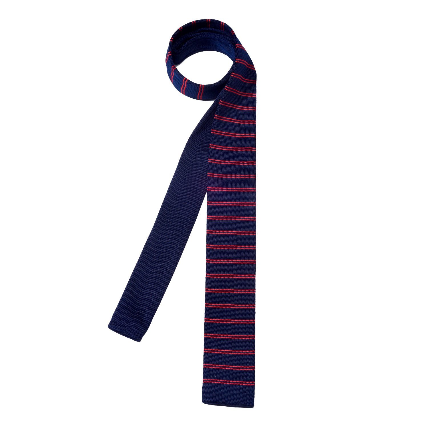 DonDon Krawatte 1-St) Strickkrawatte, Büro dunkelblau-rot cm schmale 5 festliche Retro-Look, (Packung, für Wollkrawatte oder Krawatte Veranstaltungen
