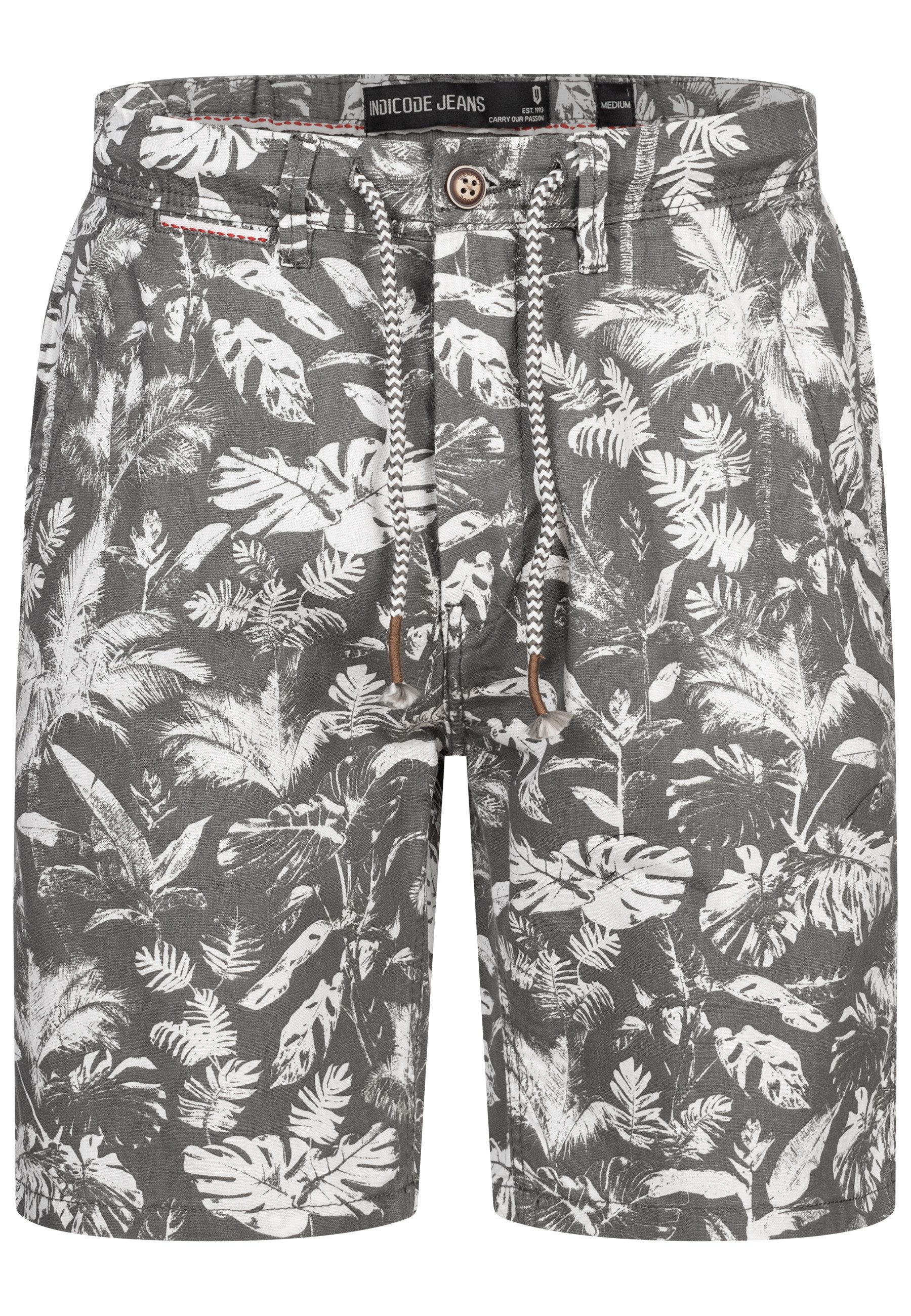 Indicode Chinoshorts Brayan mit Allover-Print, Leinenmix günstig online kaufen