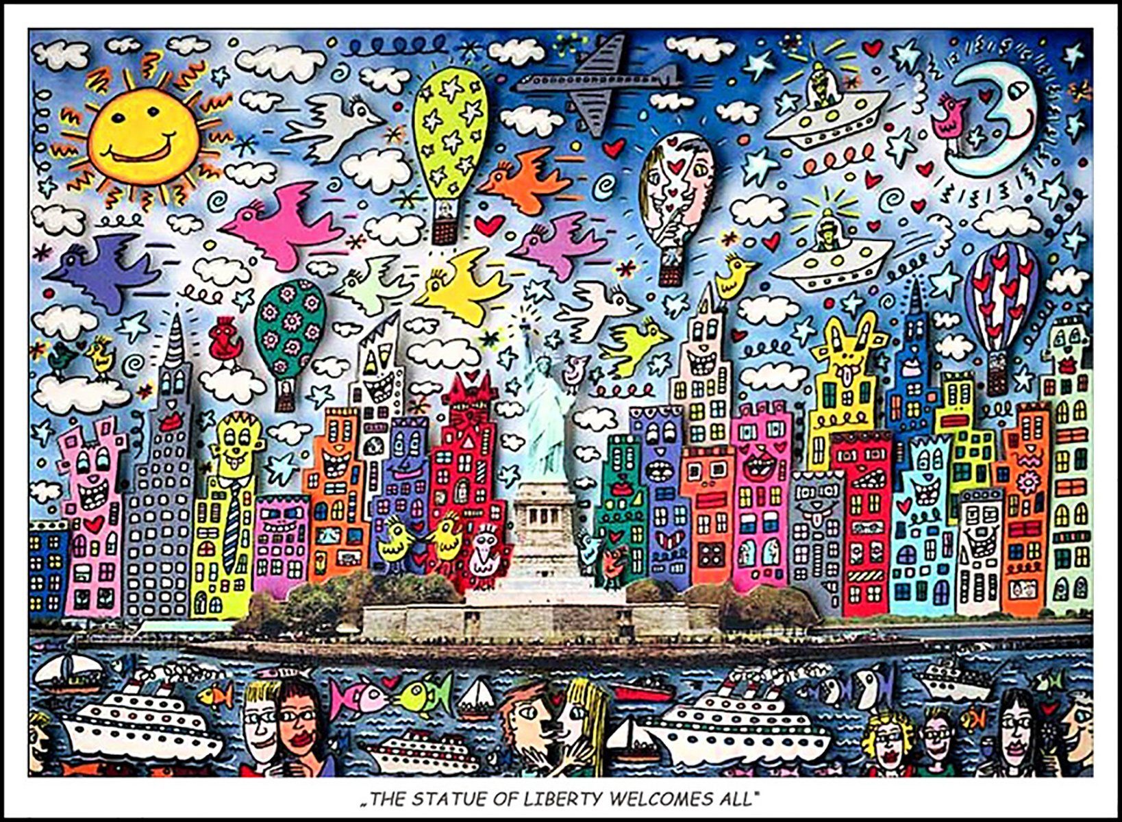 BillerAntik Kunstdruck The Statue of Liberty welcomes all New York Poster Plakat Rizzi 38, (1 St)