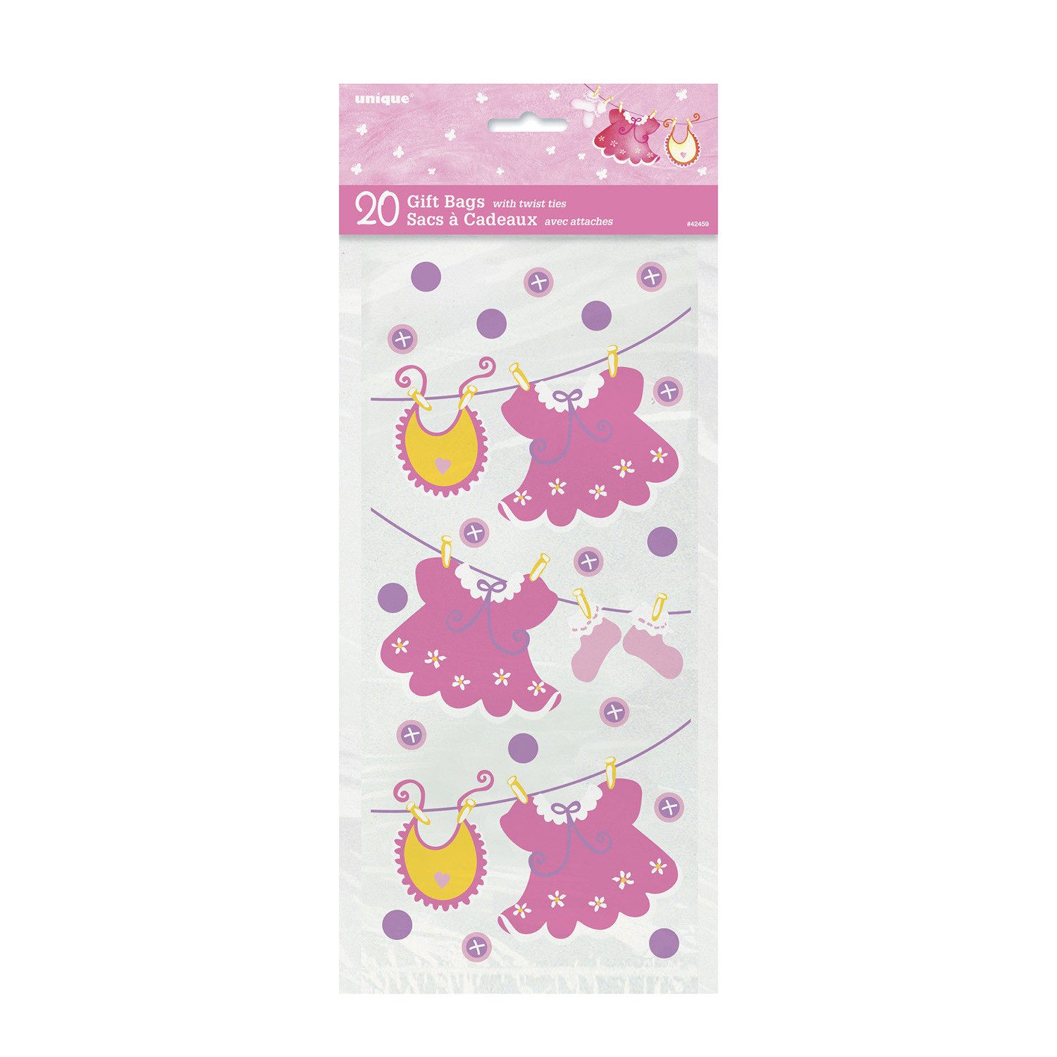 Unique Industries Inc. Hängedekoration Geschenktüte Cello12x28cm/20St It's a Girl Kleider