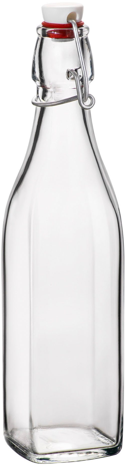 Bormioli Rocco Einmachglas Flasche Swing 0,5l, 12 Stück, Glas, Metall, (Set, 12-tlg), mit Bügelverschluss