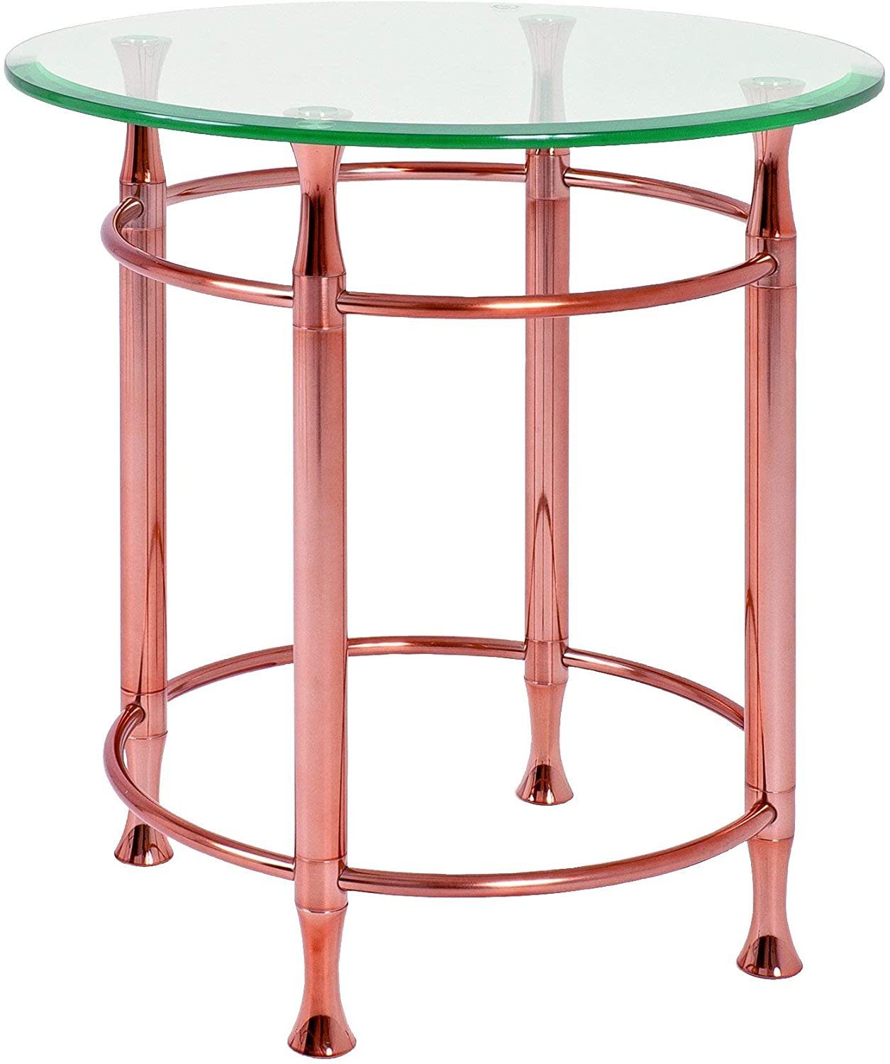 HAKU Beistelltisch Beistelltisch kupfer - Sofatisch Sicherheitsglas - H 52 x Ø 50 cm (1 Stück), Beistelltisch aus Metall