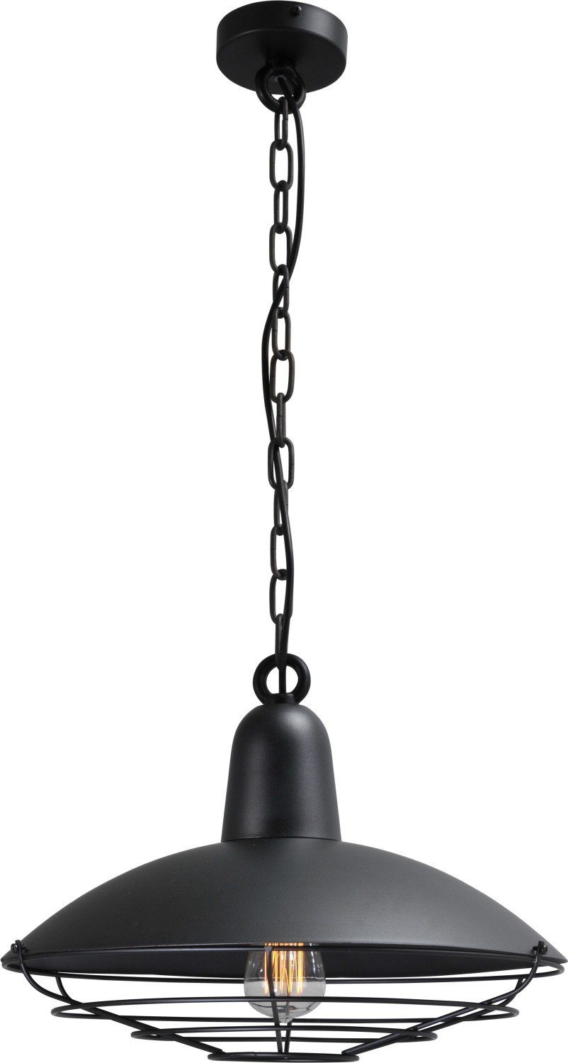 Licht-Erlebnisse Pendelleuchte LABBIEL, ohne Leuchtmittel, Hängeleuchte E27 Ø 42 cm Schwarz Metall Industrial Design Hängelampe