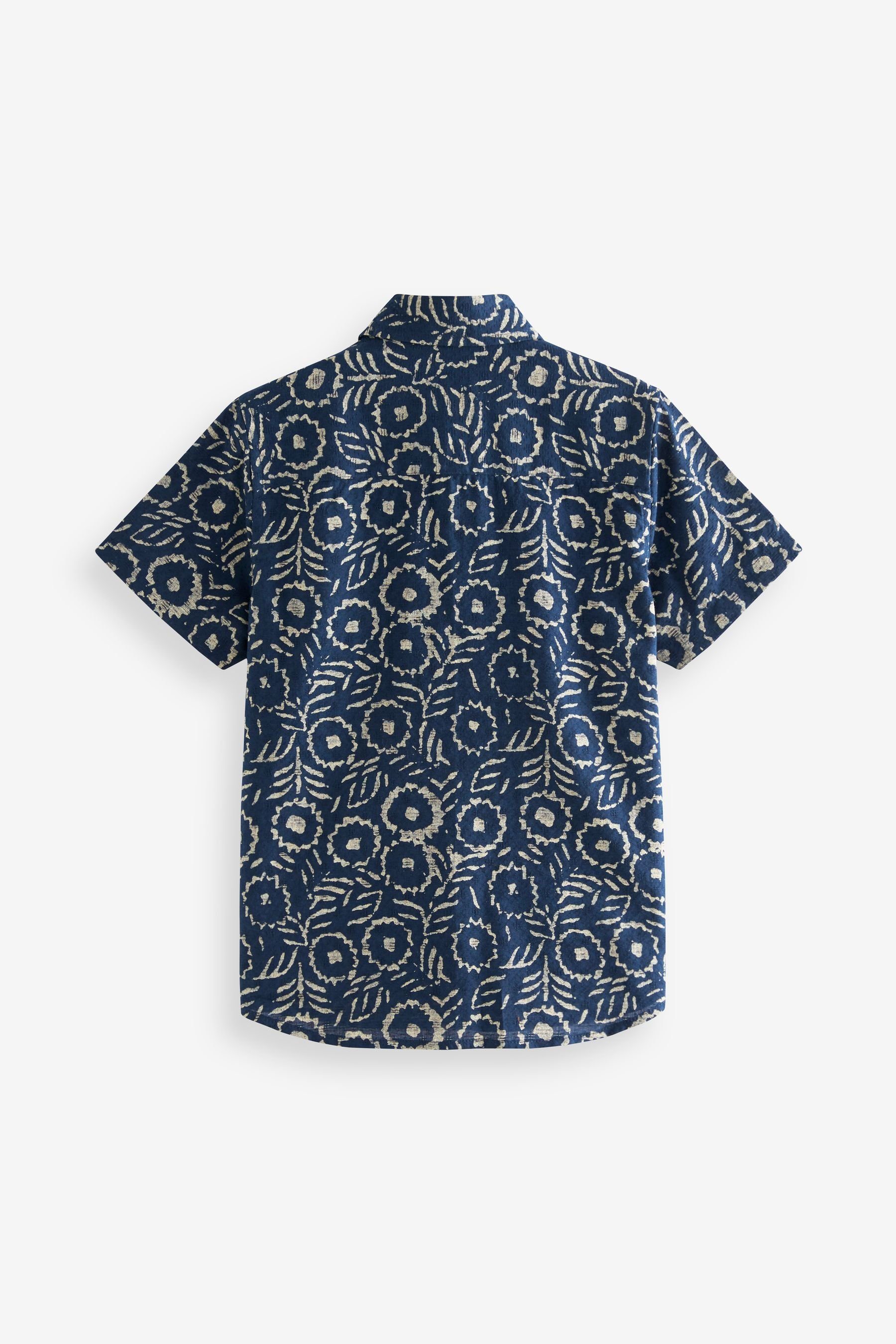 Next Indigo Kurzarmhemd Kurzärmliges, Blue bedrucktes Hemd (1-tlg)
