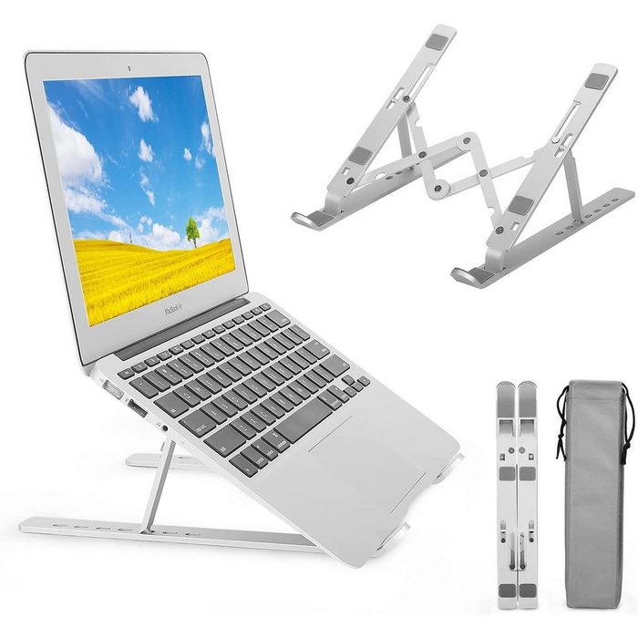 vokarala Laptop Ständer - Laptop Stand 7-Stufiger Höhenverstellbar Aluminium Tragbar Kompatibel mit Allen Laptops Tablet Halterung Tablet Ständer Laptop-Ständer