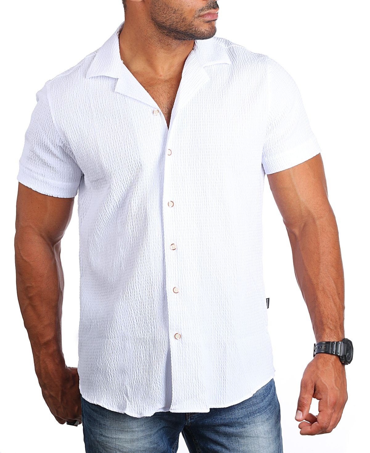 CARISMA Kurzarmhemd Hemd trendige Riffel Optik retro Look stretch 9172 Regu günstig online kaufen