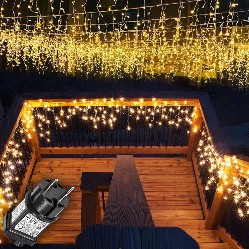Sunicol LED-Lichtervorhang Draußen LED Eiszapfen Lichterkette, günstig online kaufen