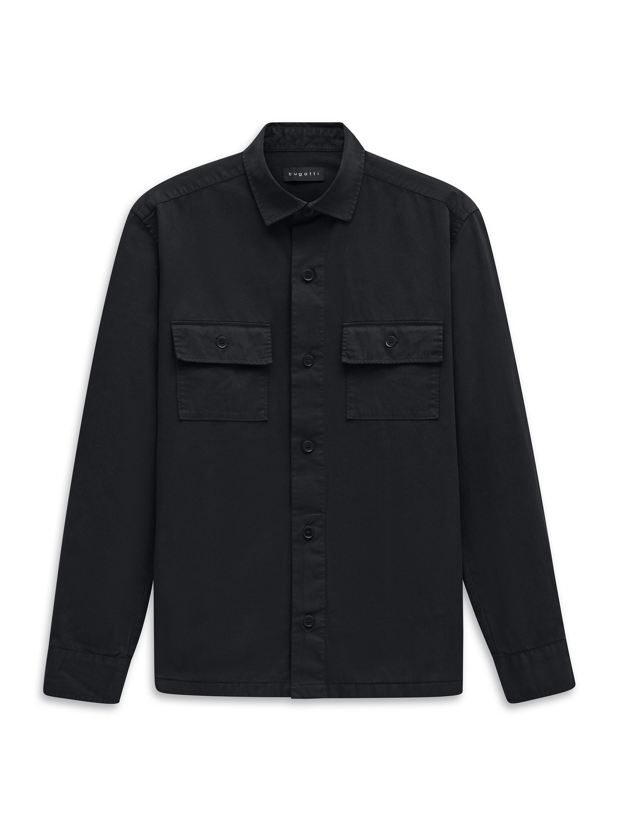 bugatti Langarmhemd Regular Fit Regular Fit Overshirt Baumwolle