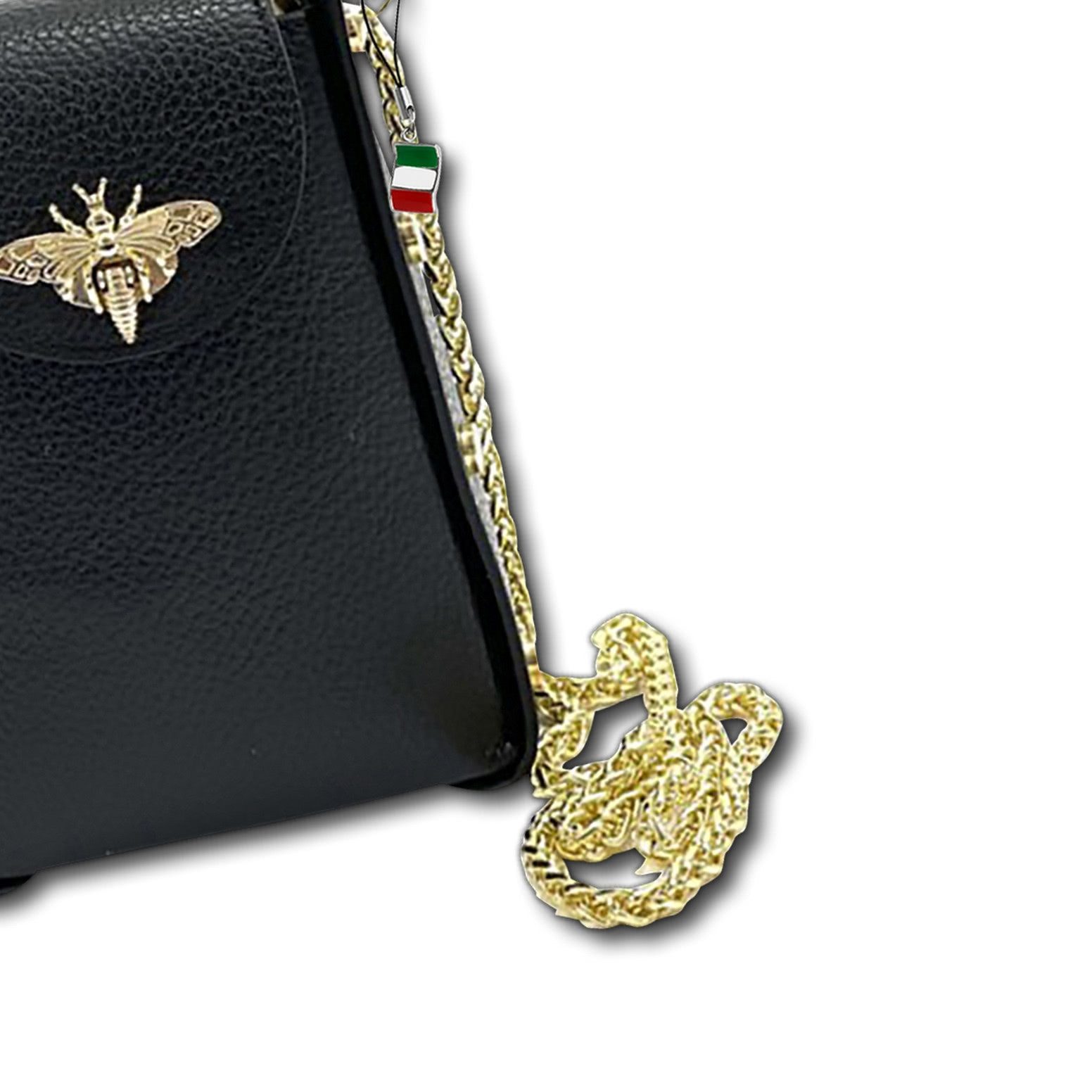 FLORENCE Umhängetasche Florence Umhängetasche Biene Echtleder (Umhängetasche), Damen Umhängetasche Leder, schwarz ca. 13cm x ca. 18cm