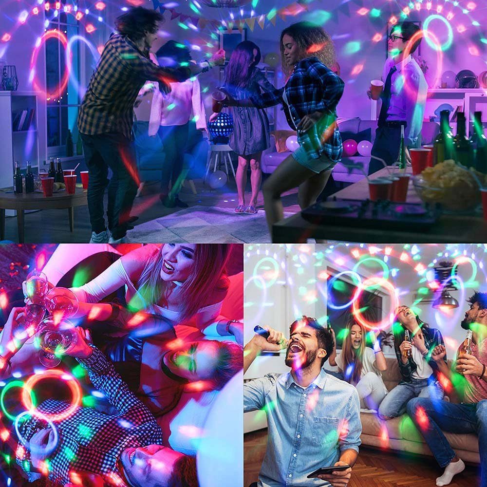 Sound Fernbedienung 360° Saugnapfhalterung Discolicht mit Multicolor, und Partys, Rosnek USB-Stecker, drehbare, aktiviert, Bunt, LED Disco-Kugel, Geburtstag Weihnachten mit