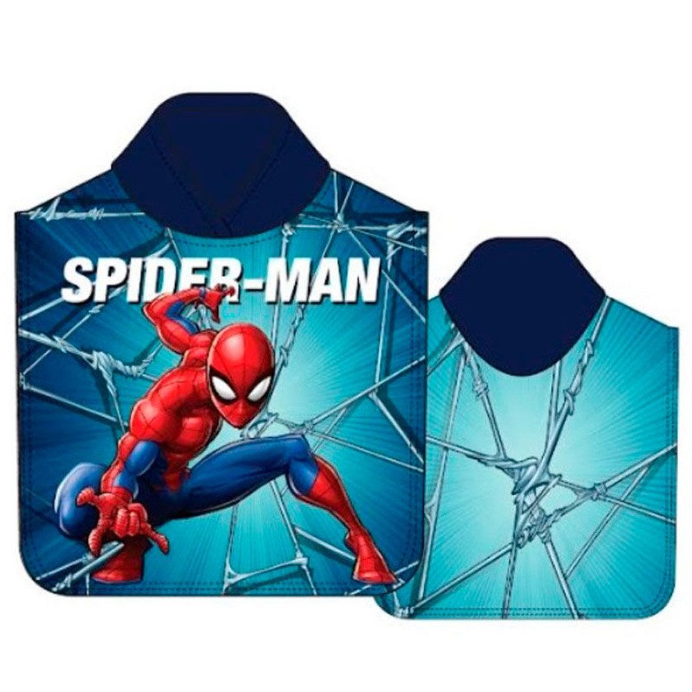 texpot Badeponcho Badeponcho 55x55 cm mit Kapuze Spiderman Kinderbademantel, 55, Baumwolle, strapazierfähig