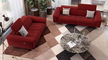 Sofanella 2-Sitzer Sofanella Zweisitzer STELLA Stoffsofa verstellbar Couch in Rot